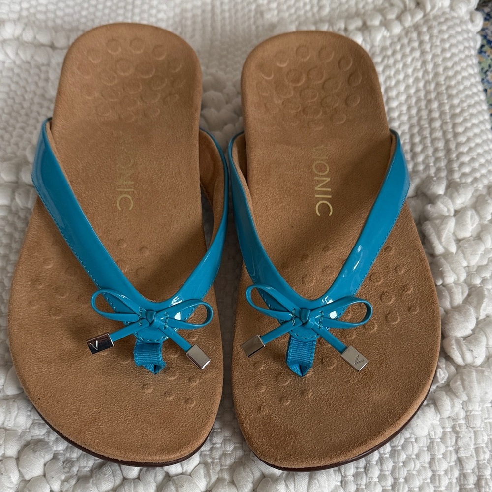 Vionic Women's Turquoise Sandals with Bow Accent